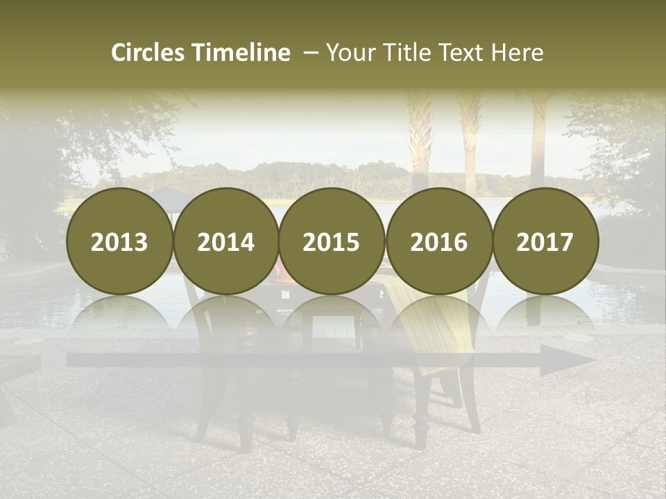 A Table With Chairs Near A Swimming Pool PowerPoint Template