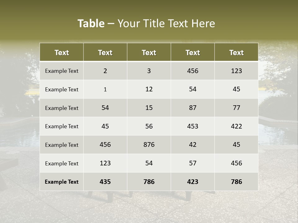 A Table With Chairs Near A Swimming Pool PowerPoint Template