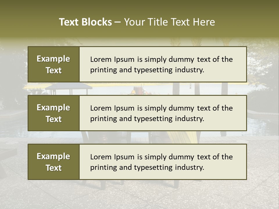 A Table With Chairs Near A Swimming Pool PowerPoint Template