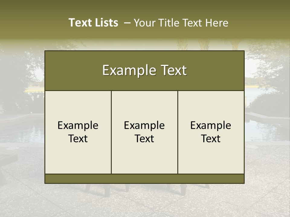 A Table With Chairs Near A Swimming Pool PowerPoint Template