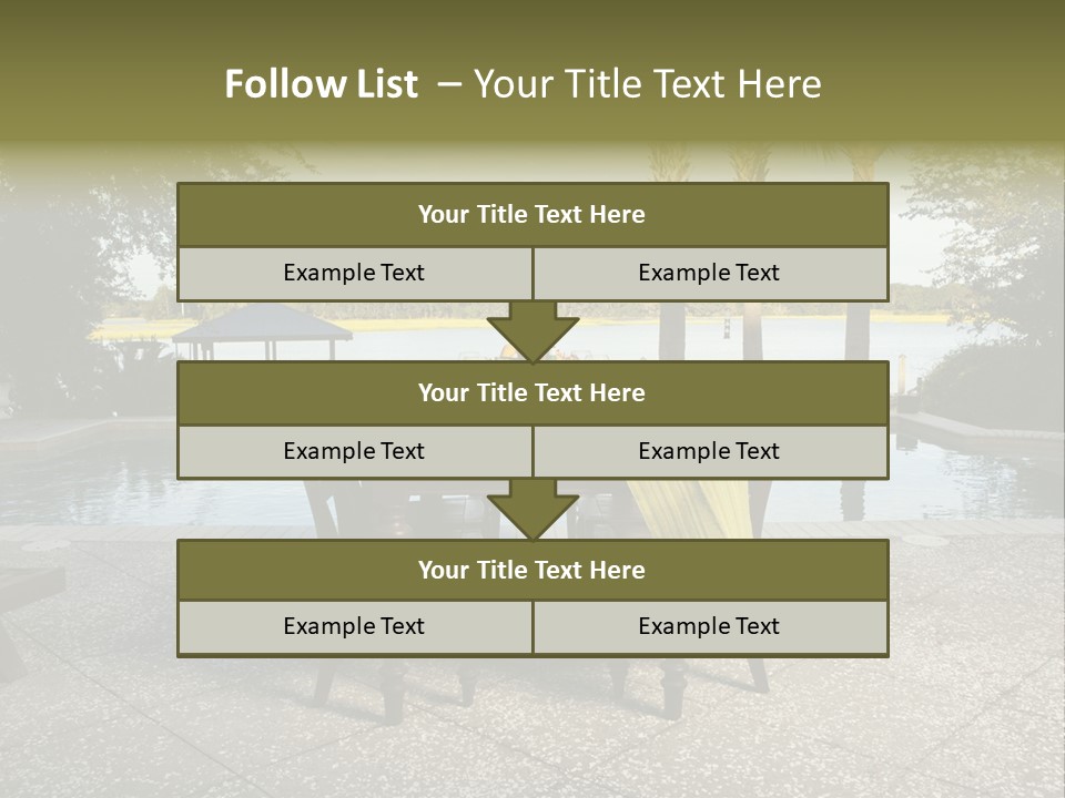 A Table With Chairs Near A Swimming Pool PowerPoint Template
