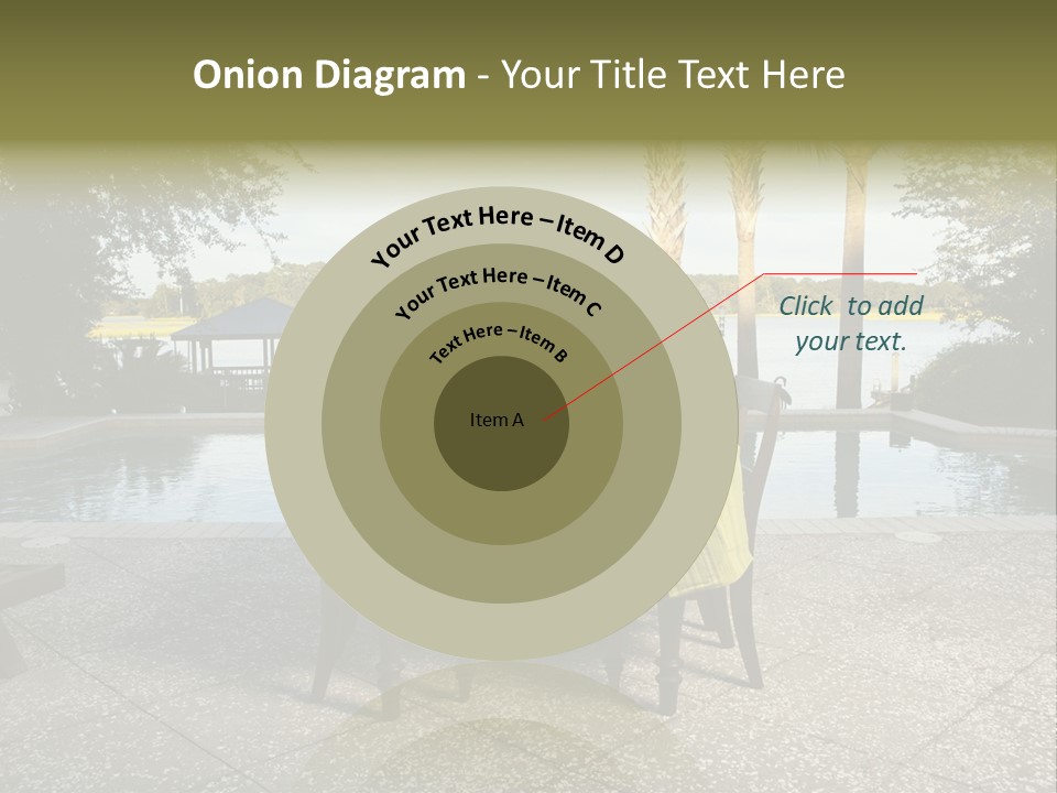 A Table With Chairs Near A Swimming Pool PowerPoint Template