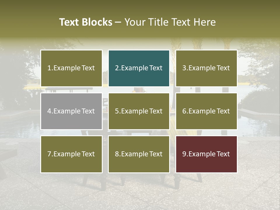 A Table With Chairs Near A Swimming Pool PowerPoint Template
