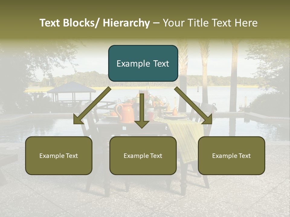 A Table With Chairs Near A Swimming Pool PowerPoint Template