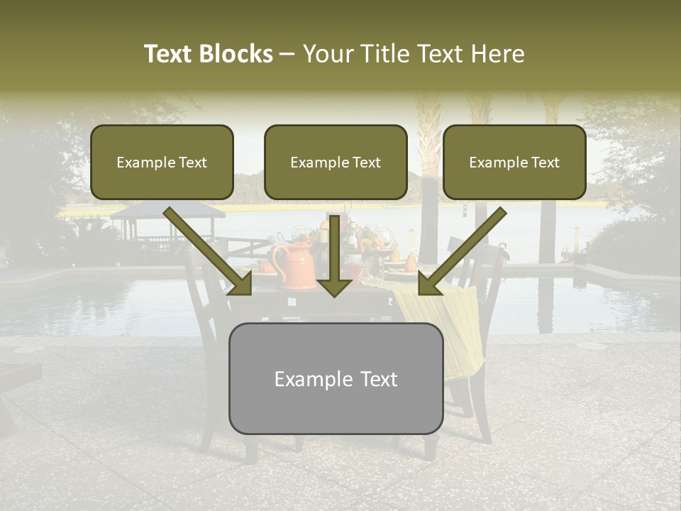 A Table With Chairs Near A Swimming Pool PowerPoint Template
