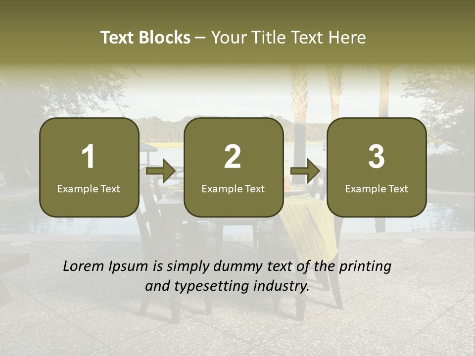 A Table With Chairs Near A Swimming Pool PowerPoint Template