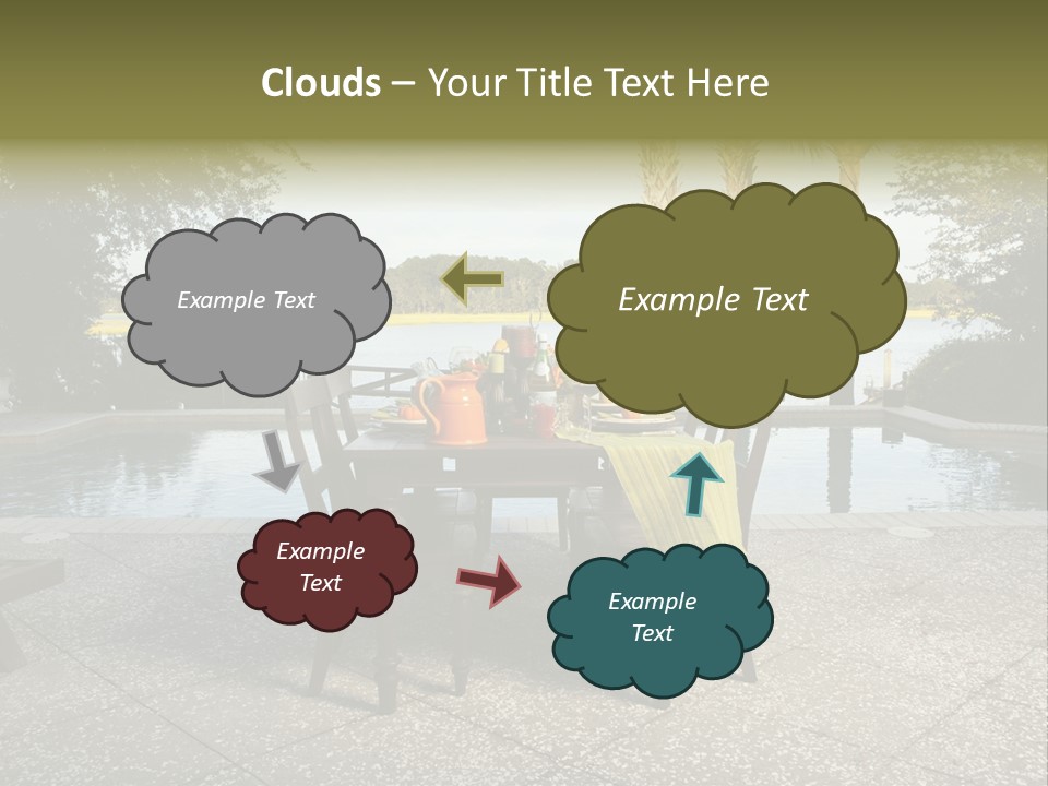 A Table With Chairs Near A Swimming Pool PowerPoint Template