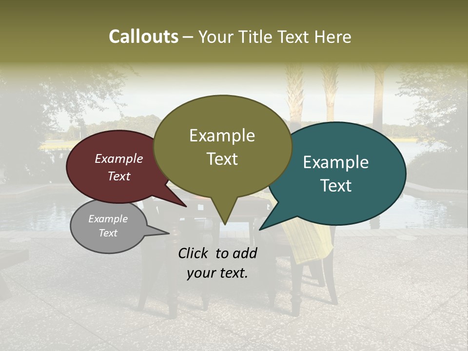 A Table With Chairs Near A Swimming Pool PowerPoint Template
