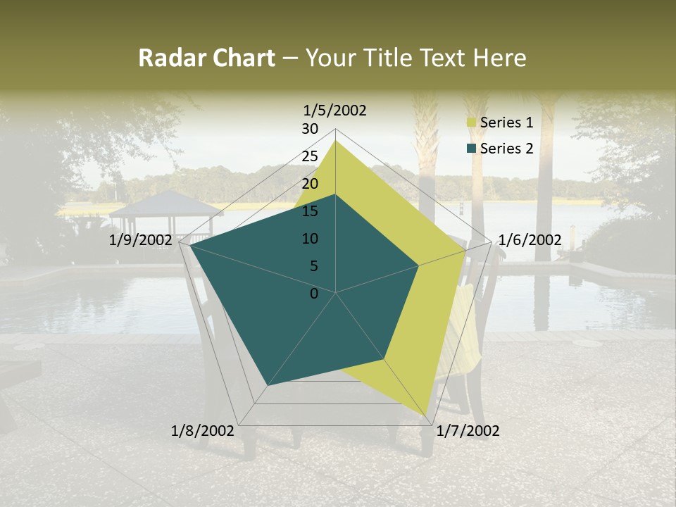 A Table With Chairs Near A Swimming Pool PowerPoint Template