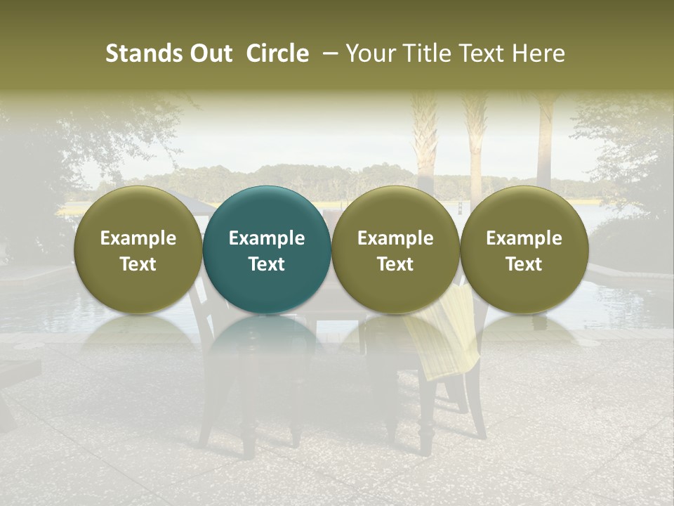 A Table With Chairs Near A Swimming Pool PowerPoint Template