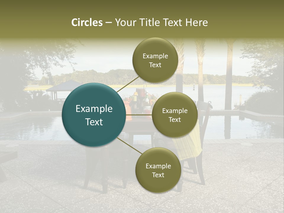 A Table With Chairs Near A Swimming Pool PowerPoint Template