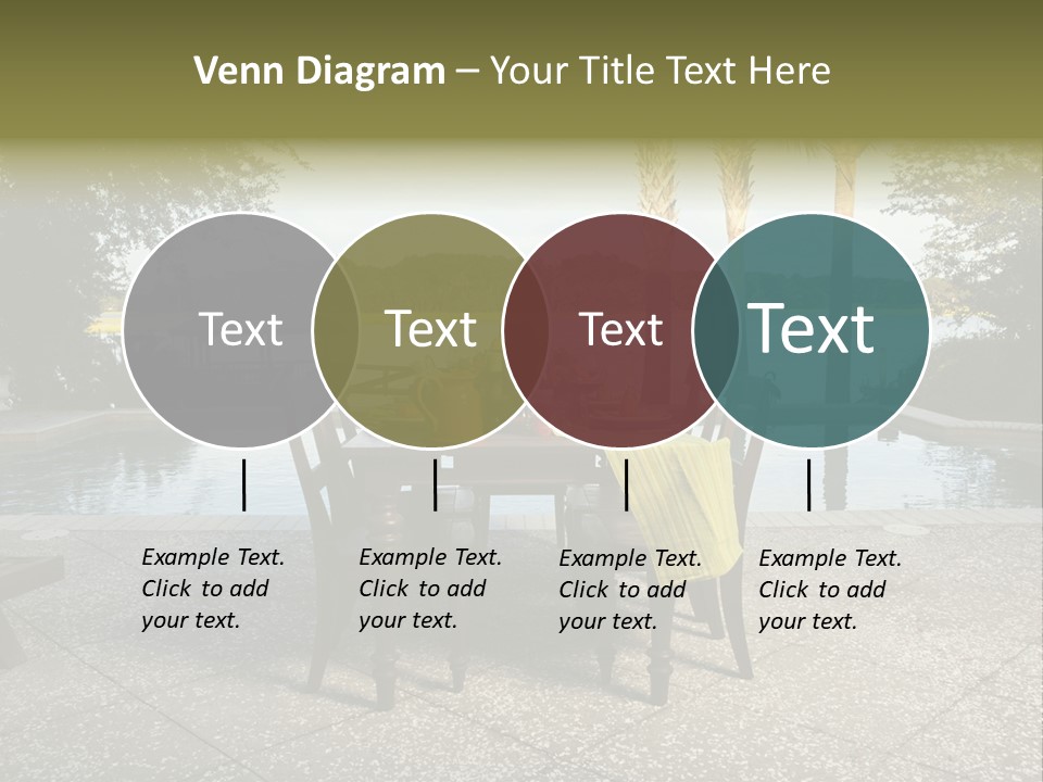 A Table With Chairs Near A Swimming Pool PowerPoint Template