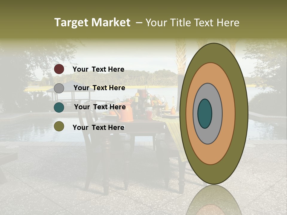 A Table With Chairs Near A Swimming Pool PowerPoint Template