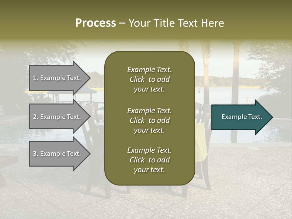 A Table With Chairs Near A Swimming Pool PowerPoint Template