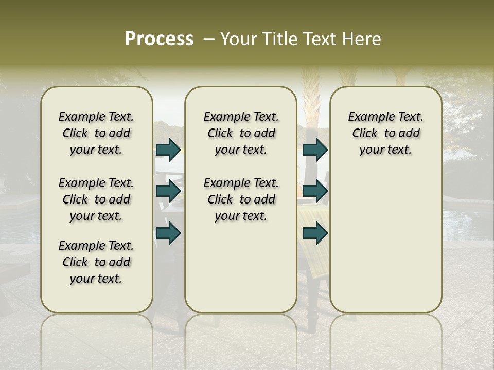 A Table With Chairs Near A Swimming Pool PowerPoint Template