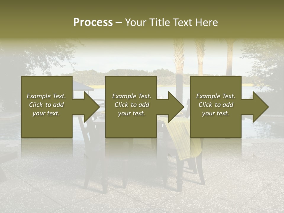 A Table With Chairs Near A Swimming Pool PowerPoint Template