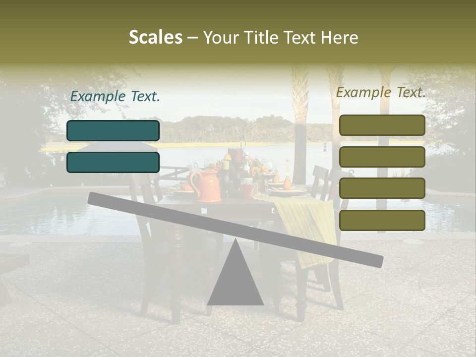 A Table With Chairs Near A Swimming Pool PowerPoint Template