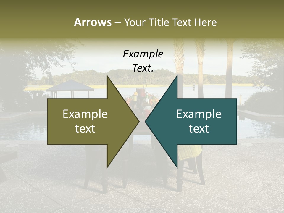 A Table With Chairs Near A Swimming Pool PowerPoint Template