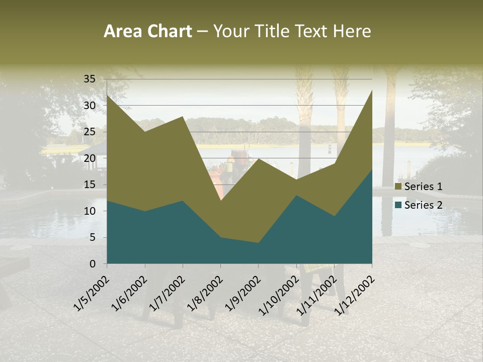 A Table With Chairs Near A Swimming Pool PowerPoint Template