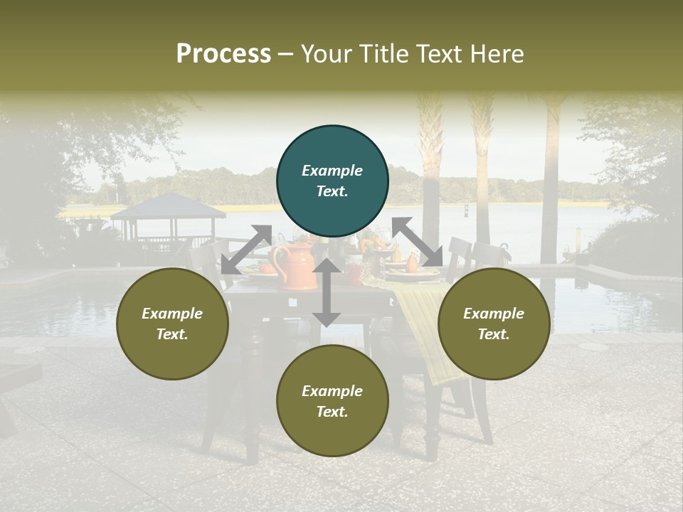 A Table With Chairs Near A Swimming Pool PowerPoint Template