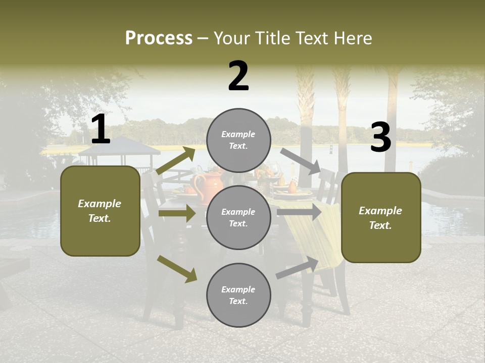 A Table With Chairs Near A Swimming Pool PowerPoint Template
