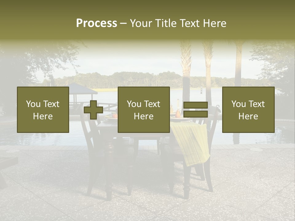 A Table With Chairs Near A Swimming Pool PowerPoint Template