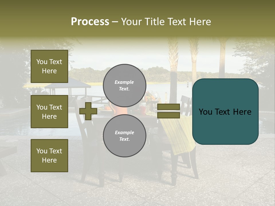 A Table With Chairs Near A Swimming Pool PowerPoint Template