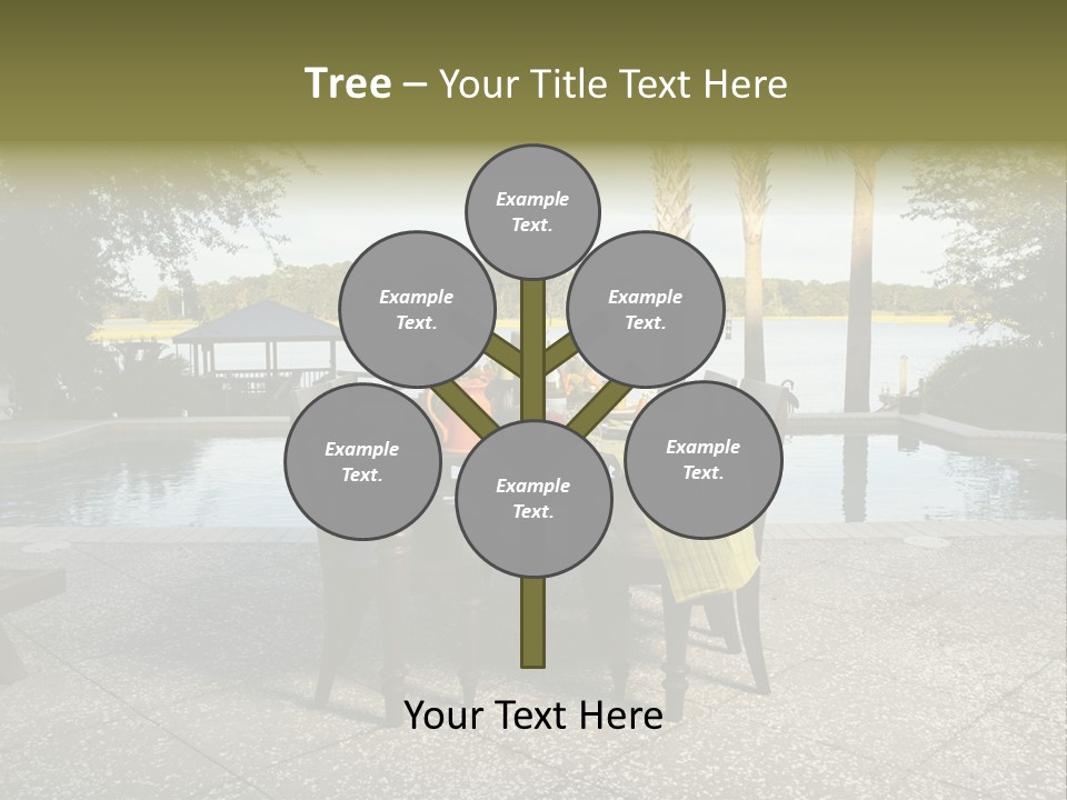 A Table With Chairs Near A Swimming Pool PowerPoint Template