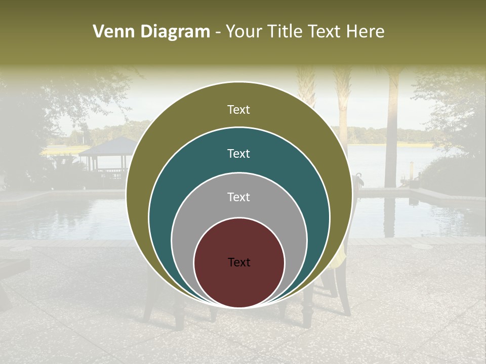 A Table With Chairs Near A Swimming Pool PowerPoint Template