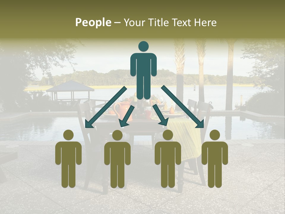 A Table With Chairs Near A Swimming Pool PowerPoint Template