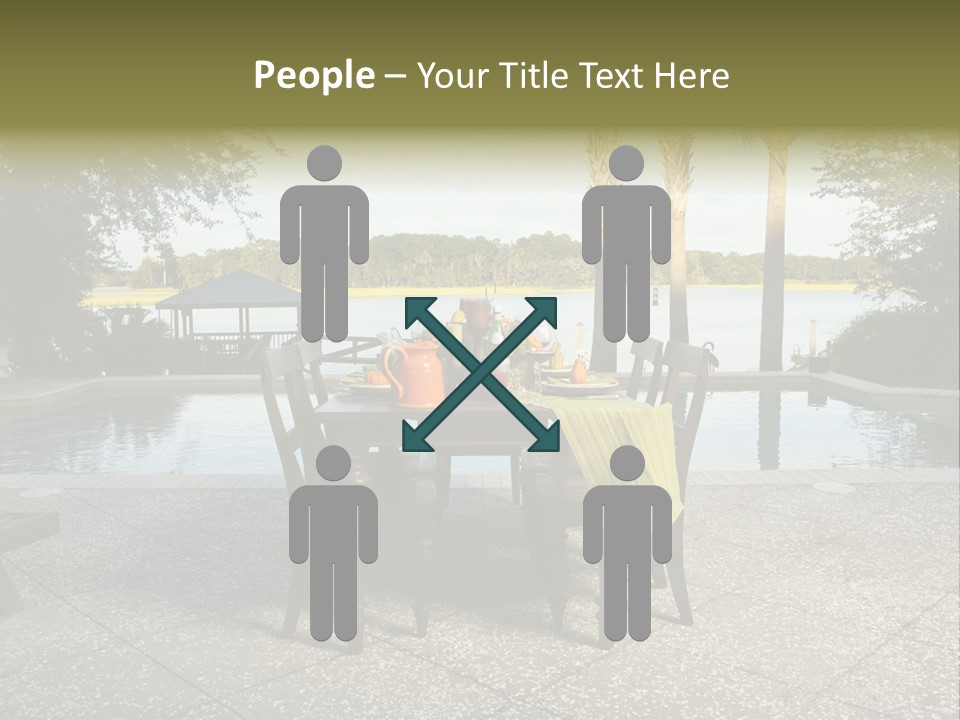 A Table With Chairs Near A Swimming Pool PowerPoint Template