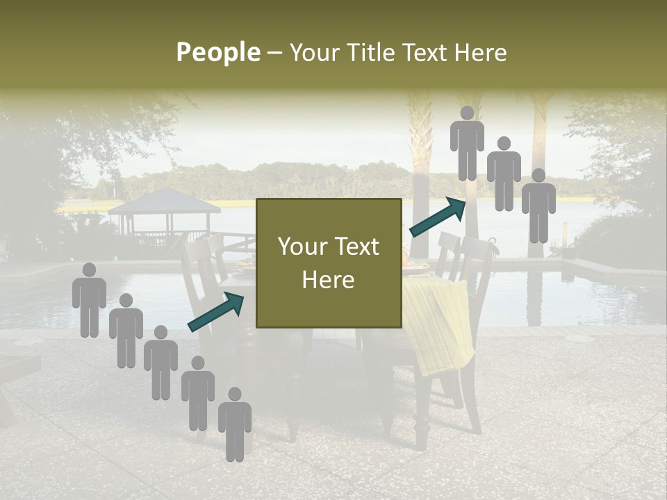 A Table With Chairs Near A Swimming Pool PowerPoint Template