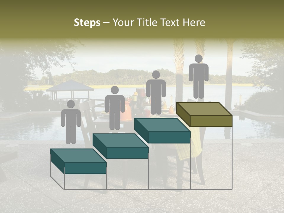 A Table With Chairs Near A Swimming Pool PowerPoint Template
