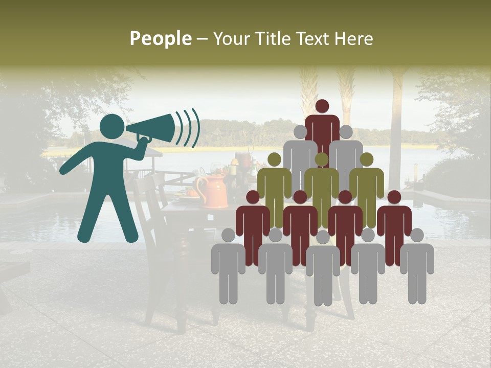 A Table With Chairs Near A Swimming Pool PowerPoint Template