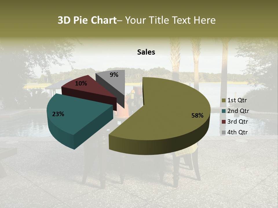 A Table With Chairs Near A Swimming Pool PowerPoint Template