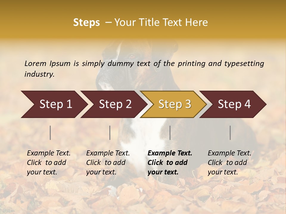 A Brown And White Dog Laying On Top Of A Pile Of Leaves PowerPoint Template