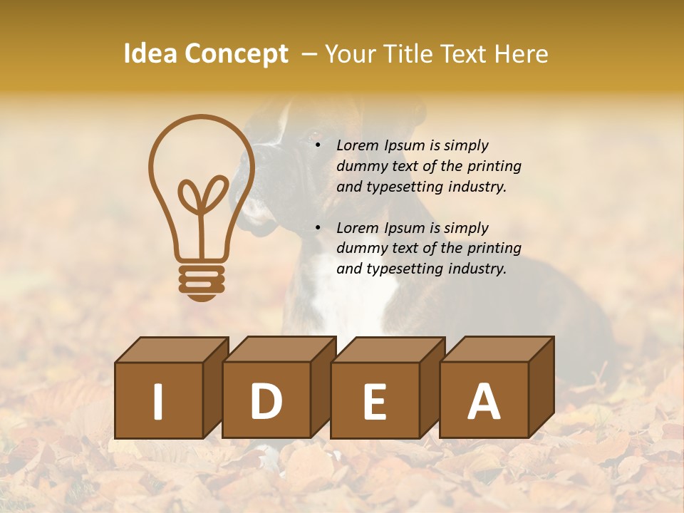 A Brown And White Dog Laying On Top Of A Pile Of Leaves PowerPoint Template