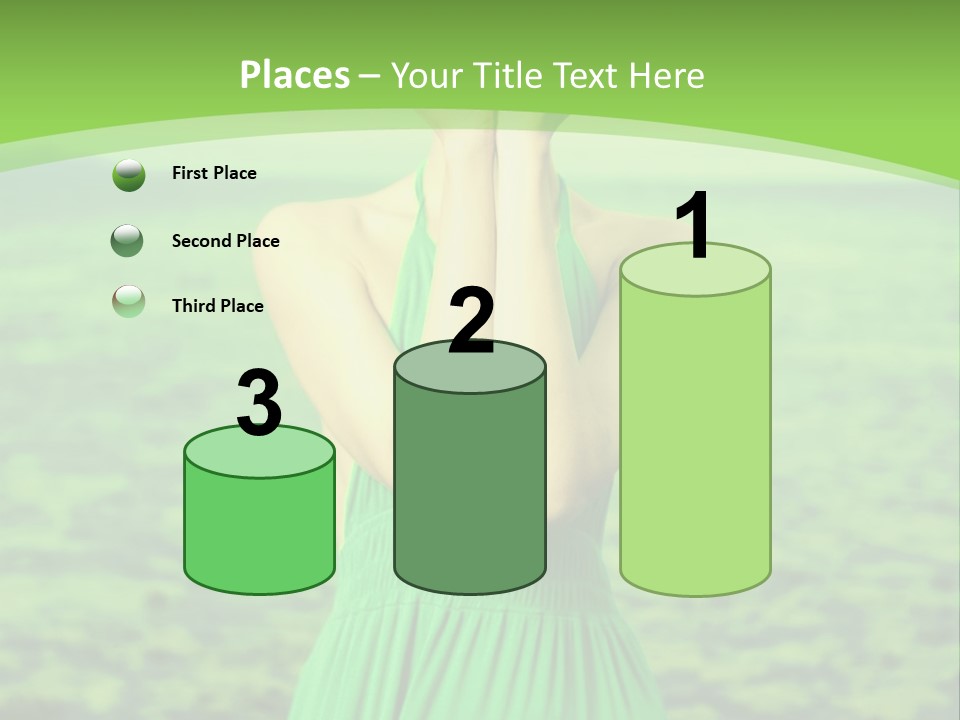 A Woman In A Green Dress Holding A Pink Flower PowerPoint Template