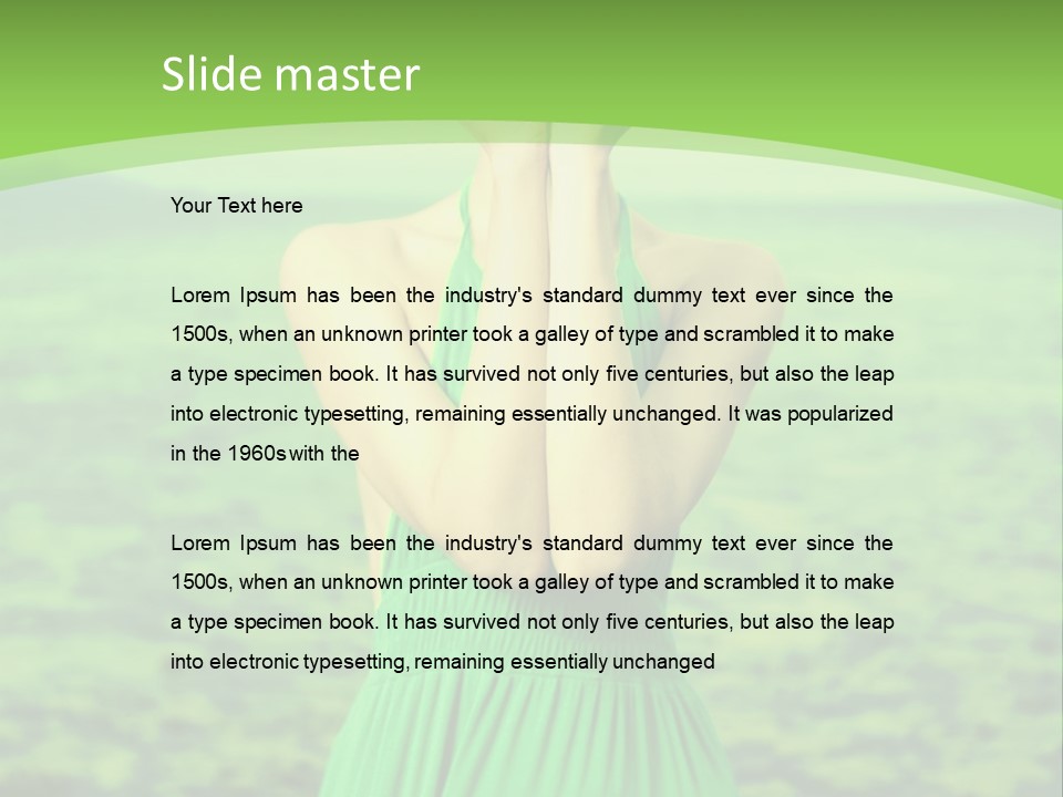 A Woman In A Green Dress Holding A Pink Flower PowerPoint Template