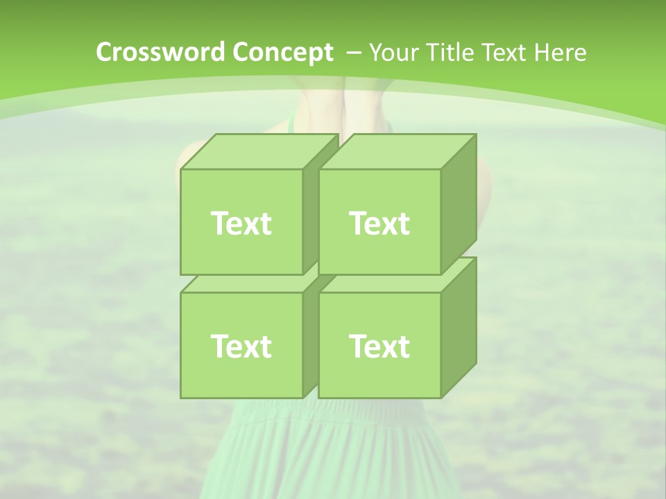 A Woman In A Green Dress Holding A Pink Flower PowerPoint Template