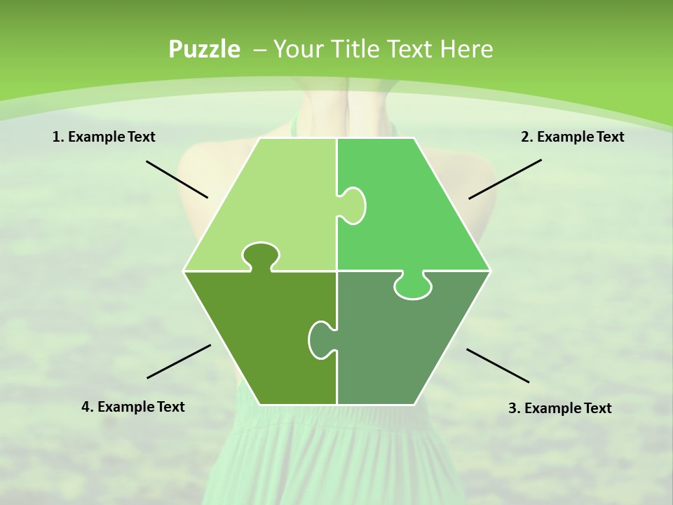 A Woman In A Green Dress Holding A Pink Flower PowerPoint Template