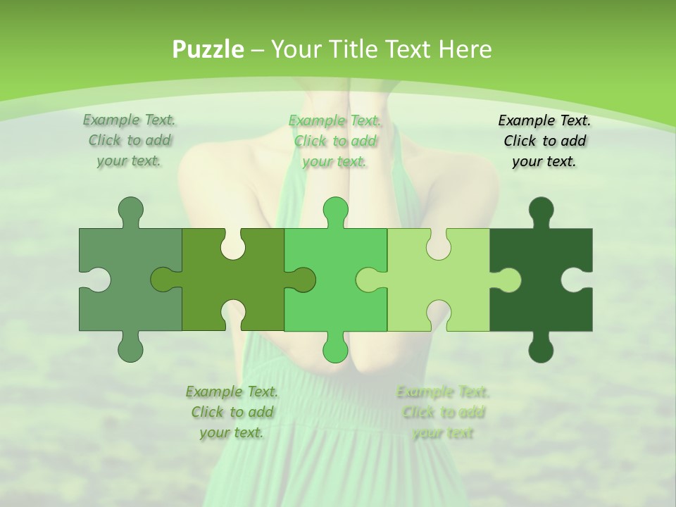 A Woman In A Green Dress Holding A Pink Flower PowerPoint Template