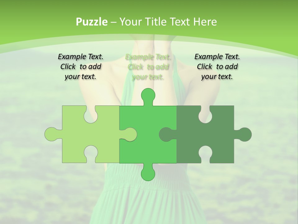 A Woman In A Green Dress Holding A Pink Flower PowerPoint Template