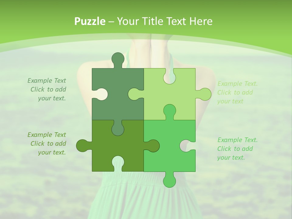 A Woman In A Green Dress Holding A Pink Flower PowerPoint Template