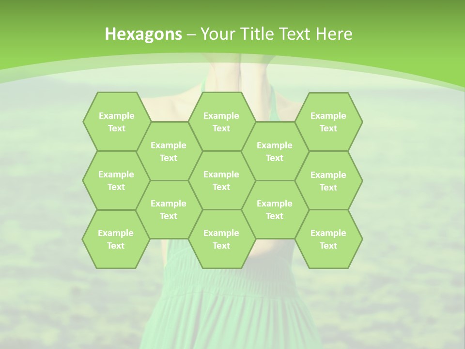 A Woman In A Green Dress Holding A Pink Flower PowerPoint Template