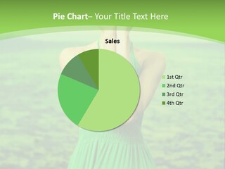 A Woman In A Green Dress Holding A Pink Flower PowerPoint Template