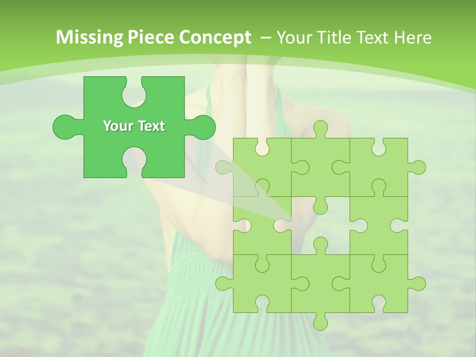 A Woman In A Green Dress Holding A Pink Flower PowerPoint Template