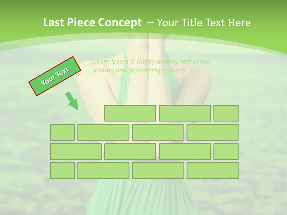 A Woman In A Green Dress Holding A Pink Flower PowerPoint Template