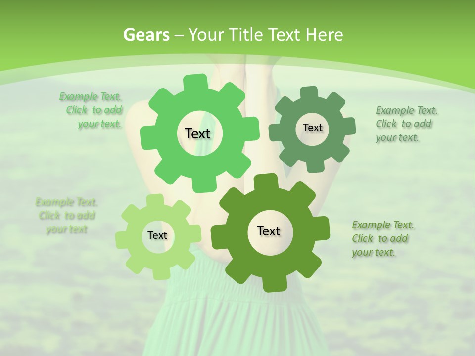 A Woman In A Green Dress Holding A Pink Flower PowerPoint Template