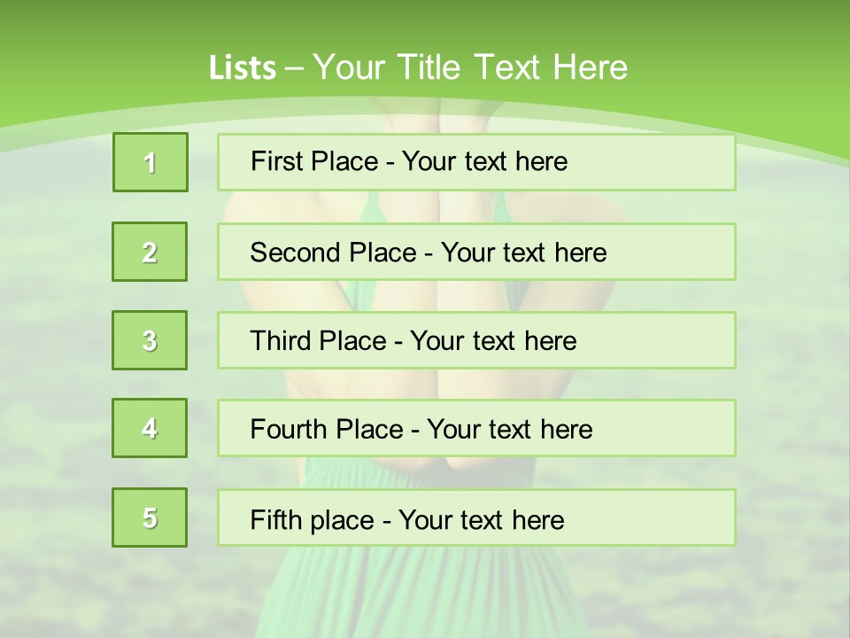 A Woman In A Green Dress Holding A Pink Flower PowerPoint Template